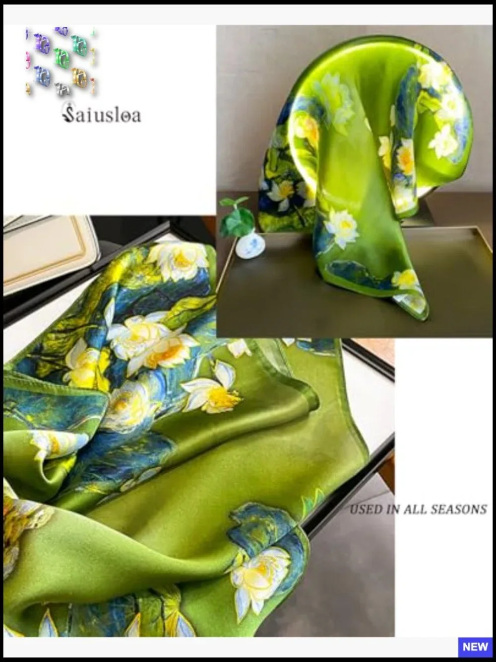 Silky Square Scarf Fashion Lightweight Versatile Neck Wrap Hair Bandana